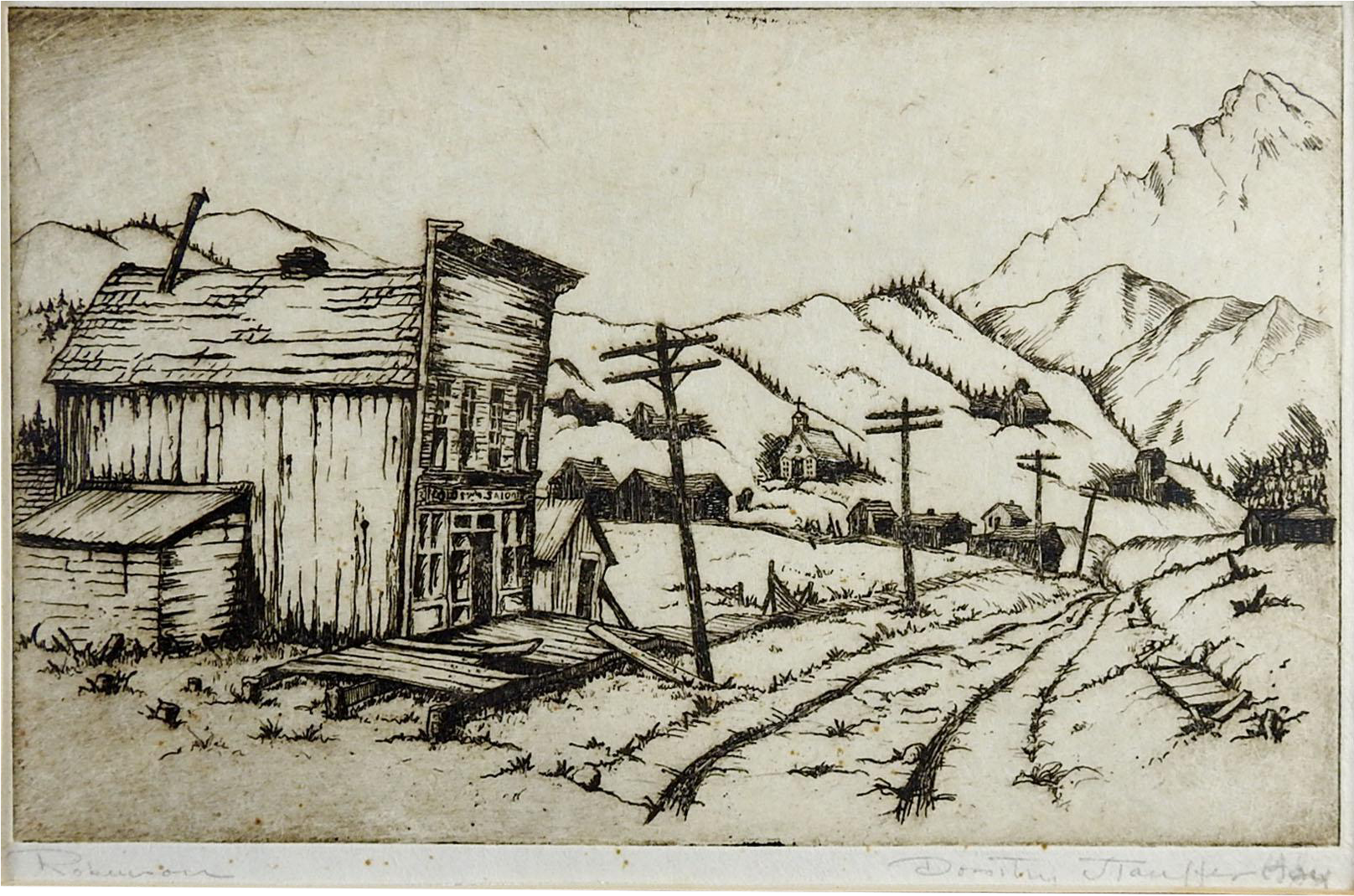 Royalty Free Stock Colorado Ghost Town Etching Print - Sketch (1794x1188), Png Download