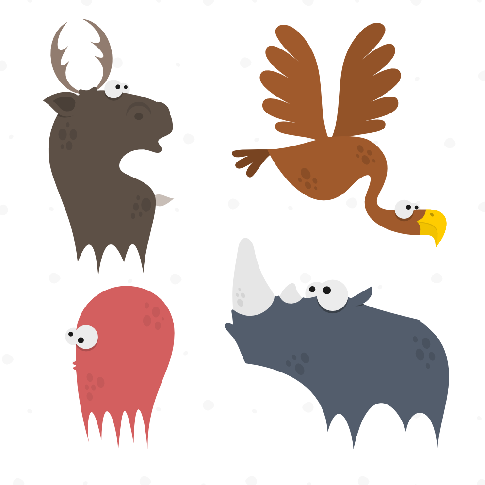 Cute Animals Vector Set - Animal (1000x1000), Png Download