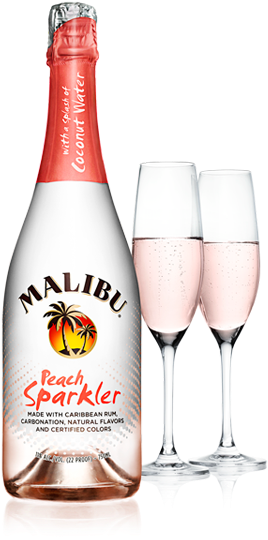 Malibu Peach Sparkler - Malibu Cocktails Rum Sparkler - 750 Ml (600x600), Png Download