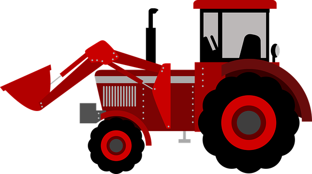 Tractor Farm Kid Agriculture Rural Field A - Tractor With Bucket Clipart (608x340), Png Download