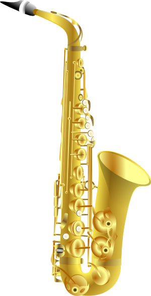 Small - Cartoon Saxophone Transparent Background (300x588), Png Download