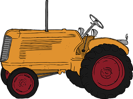 Tractor Farming Agriculture Orange Isolate - Tractor Clip Art (456x340), Png Download