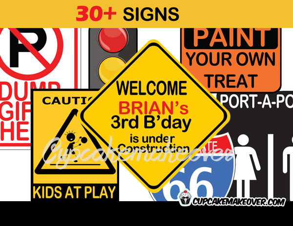 Printable Construction Party Signs - Children's Party (600x464), Png Download