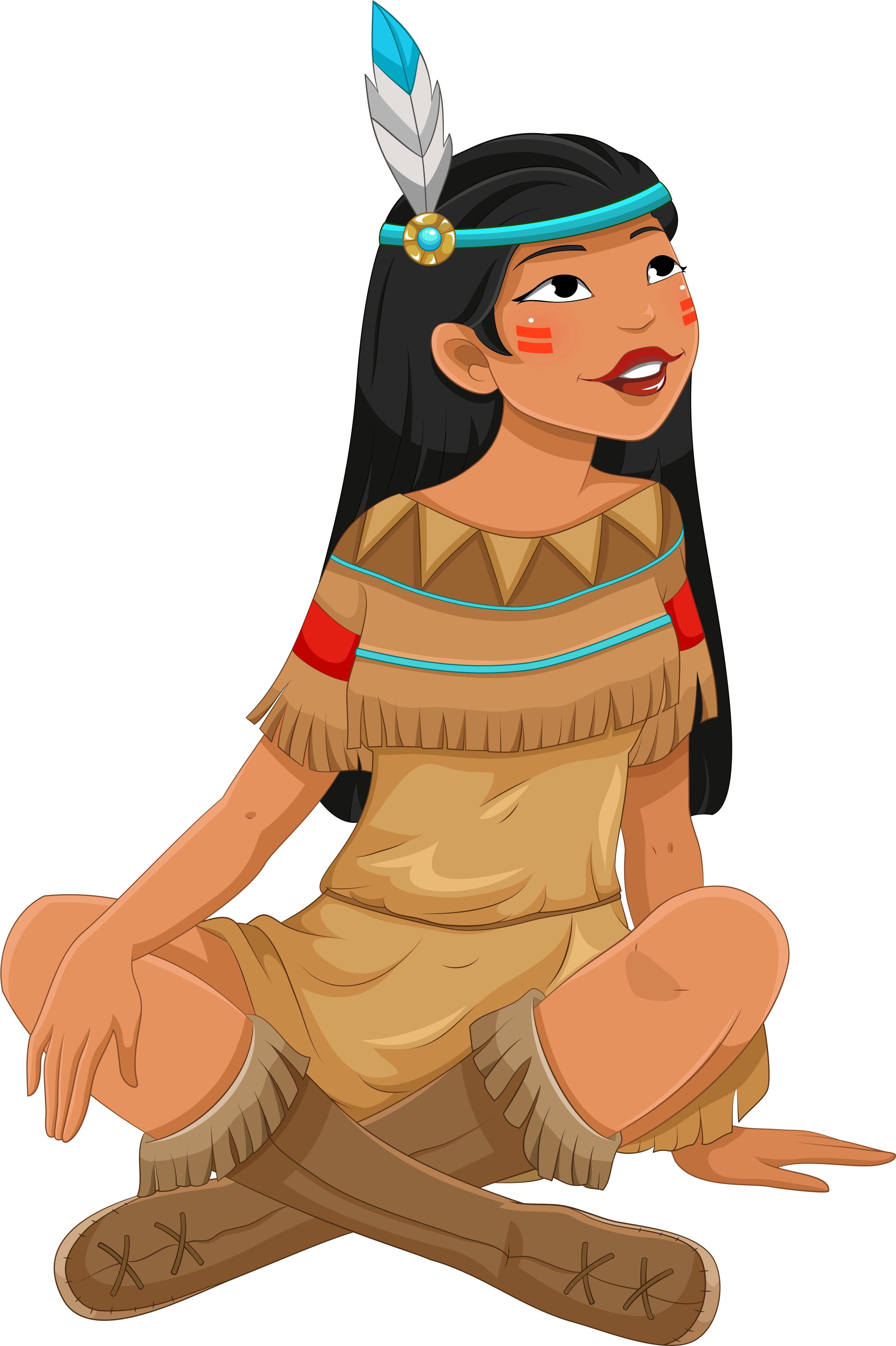Native American Girl Clipart (2809x4120), Png Download