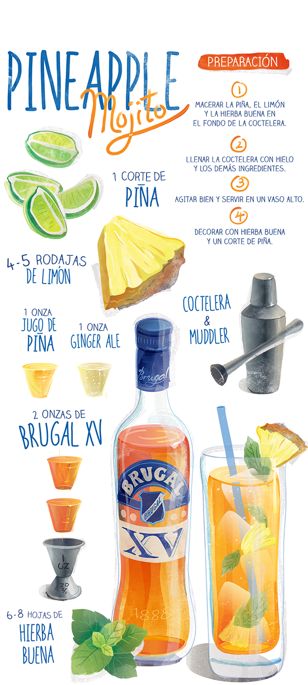 Cocktail Recipes // Brugal Xv Vector Illustrations - Illustration (600x1334), Png Download