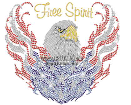 Flying Bald Eagle For Freedom Iron-on Rhinestone Transfer - Bald Eagle (450x450), Png Download