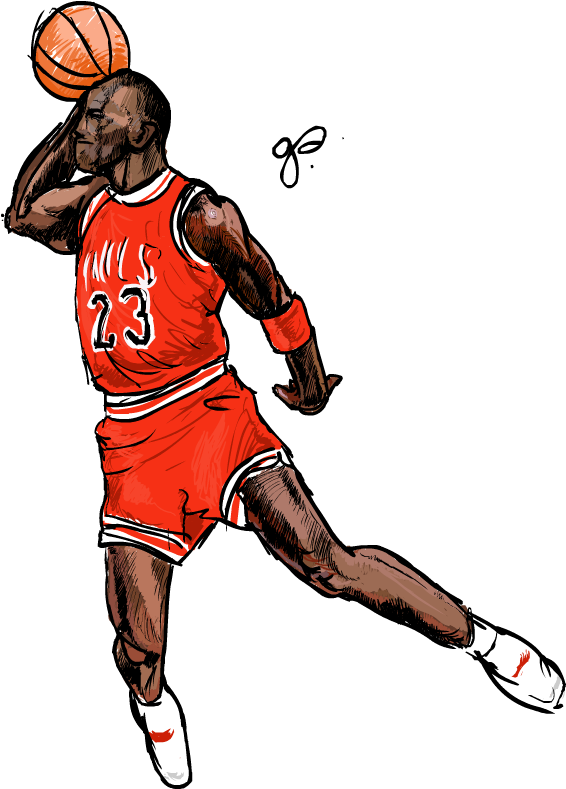Michael Jordan Dunk Png Png Freeuse Library - Drawings Of Michael Jordan (600x800), Png Download