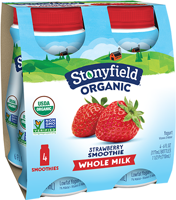 Whole Milk Strawberry Smoothie - Stonyfield Farm, Inc. (500x500), Png Download