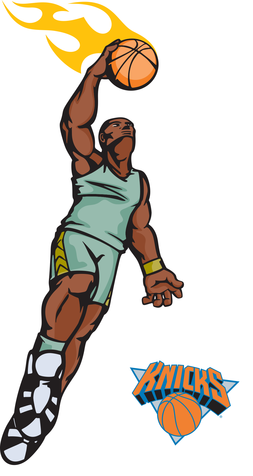 Slam Dunk Clipart At Getdrawings - Sports Coverage Nba New York Knicks Pillow Case (1034x1943), Png Download
