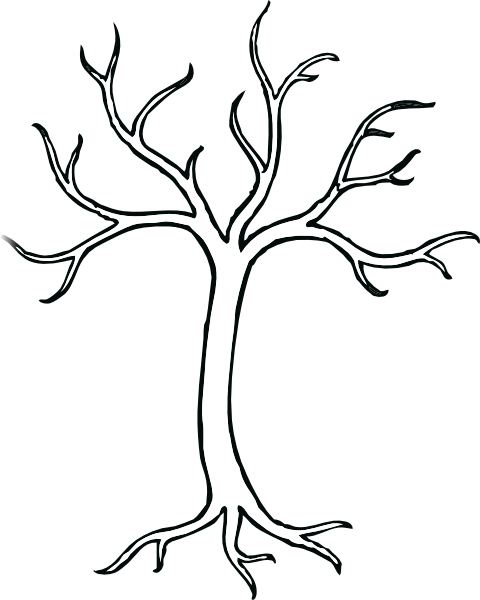 Coloring Bare Tree Clip Art Vector Clip Art Online, - Bare Tree Clip Art (480x600), Png Download