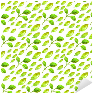 Watercolor Seamless Pattern With Green Leaf Sticker - Watercolor Painting (400x400), Png Download