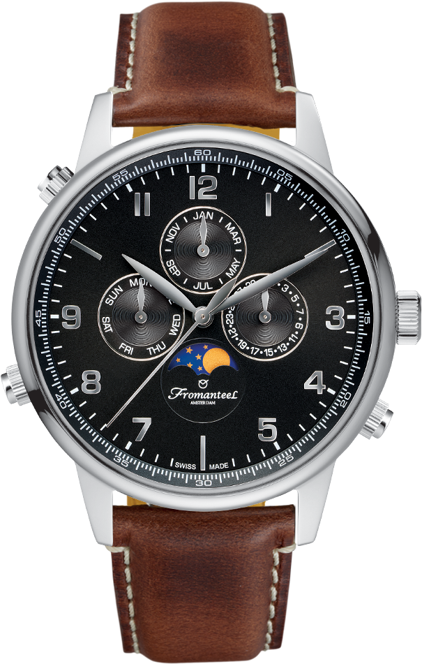 Globetrotter Moon Phase Black - Tudor Prince Oysterdate Black Dial (632x1000), Png Download