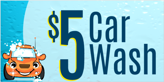 Five Dollar Car Wash Vinyl Banner - Orange Car (560x560), Png Download