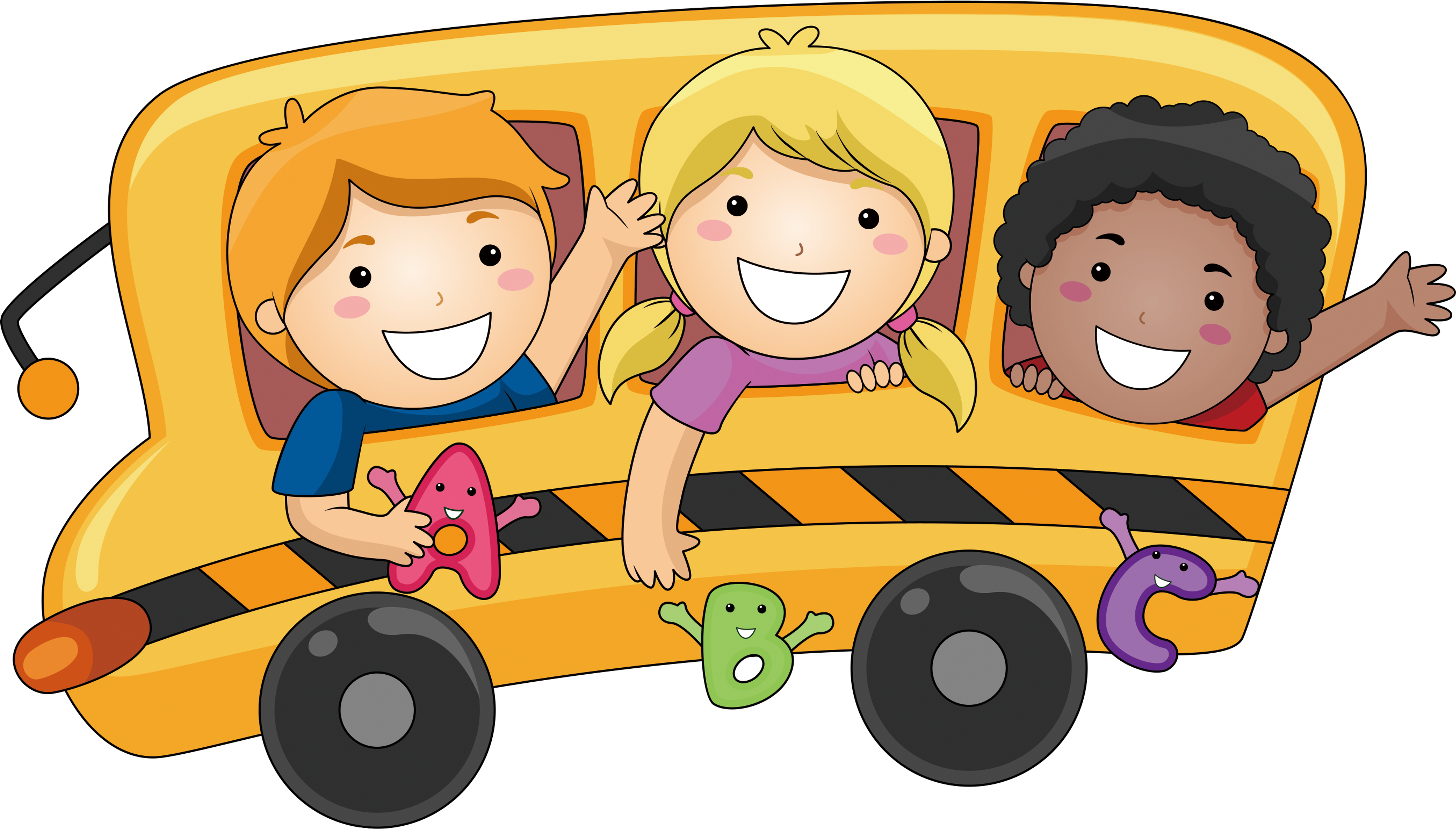 Cartoon School Bus Clipart - Children (8322x5000), Png Download