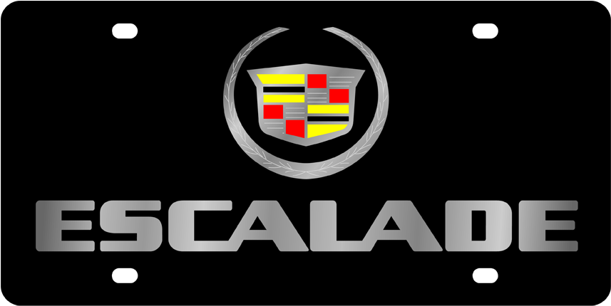 Cadillac Escalade W/ Mirror Letters Black Acrylic Plate (900x500), Png Download