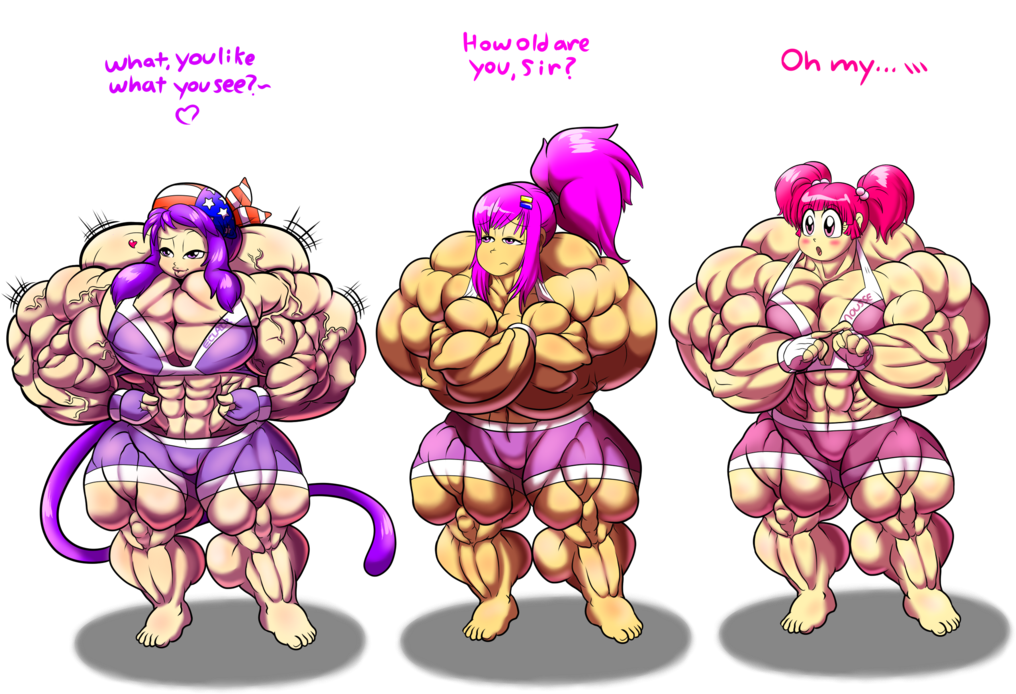 You Girls Wanna For Me Updated W - Pecs Girls Flexing Cartoons (1115x717), Png Download