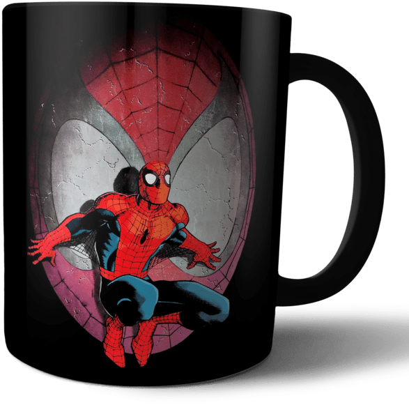 Caneca Preta Homem Aranha - Spider Man Romita (640x708), Png Download
