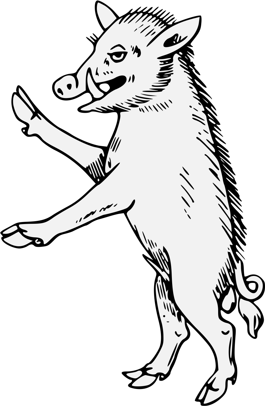 Boar Rampant - Cartoon (937x1419), Png Download