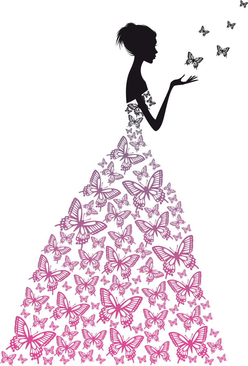 Dress Drawing Stock Clip Art Butterfly Silhouette (1276x1276), Png Download