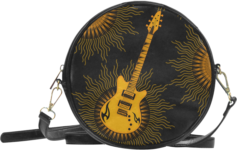 Tribal Sun Guitar By Artformdesigns Round Sling Bag (1000x1000), Png Download