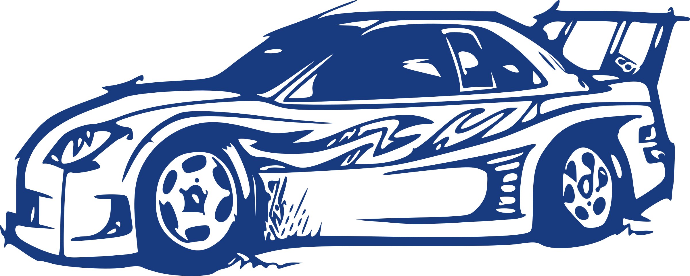 Sports Clipart Drawing - Sport Car Drawing (2400x962), Png Download