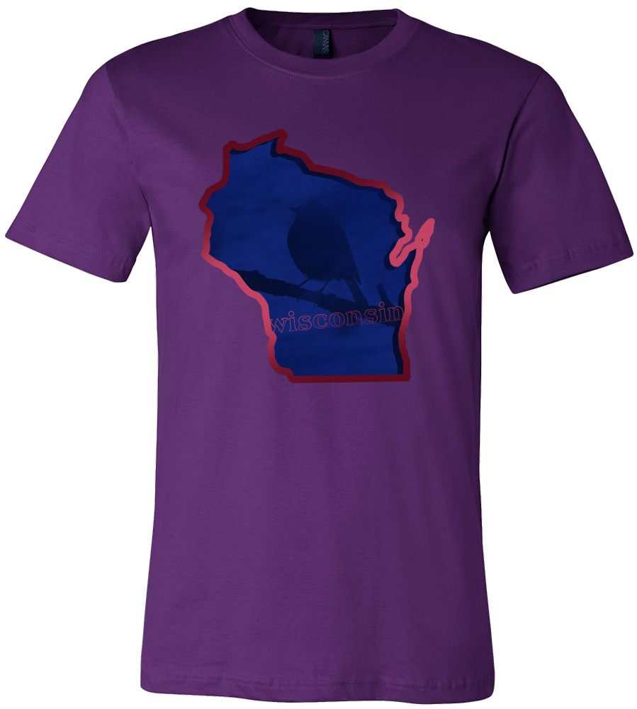 Love Winconsin State Map Outline Souvenir Gift T-shirt - Bella Canvas 3001c Navy (1000x1000), Png Download