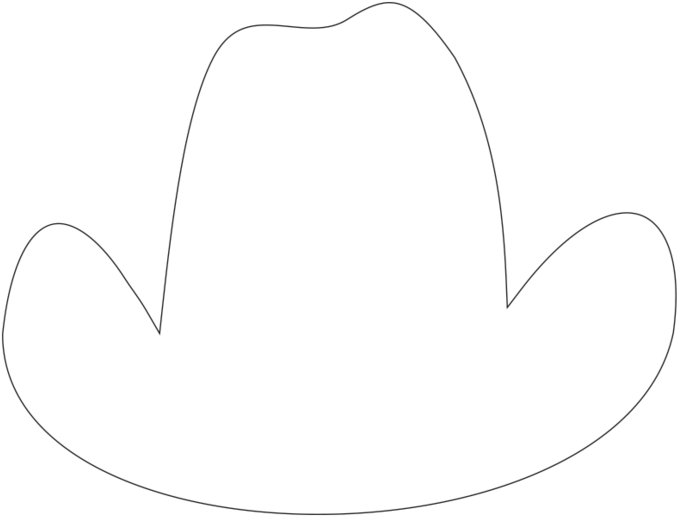 Cowboy Hat Hand Fans - Line Art (684x685), Png Download