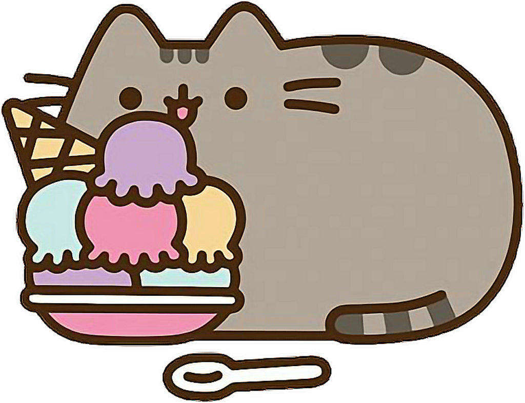 Pusheen Sticker - Cartoon Cat Eating Pusheen (1024x786), Png Download