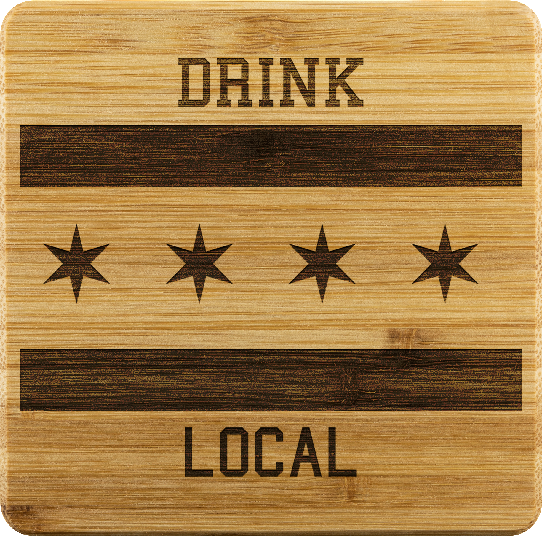 Chicago Flag Drink Local Bamboo Coaster - Chicago Flag Png (2000x2000), Png Download