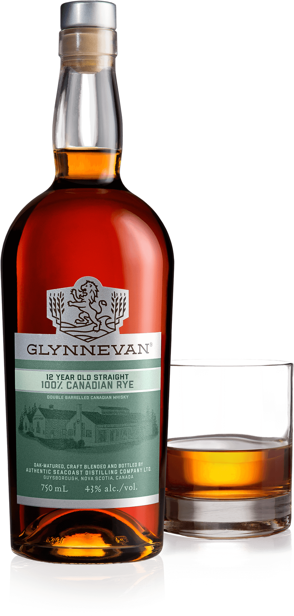 Glynnevan Whiskey Bottle - Glynnevan Double Barrelled Canadian Rye Whisky (1149x2119), Png Download