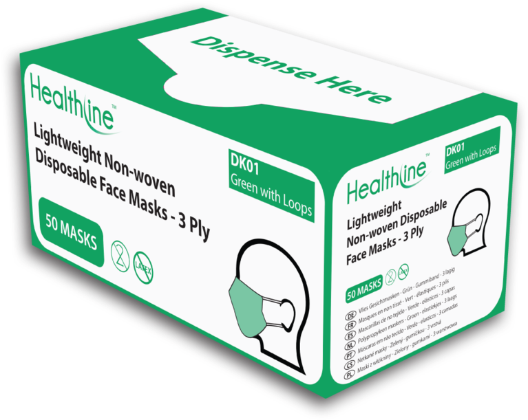 Hpc Healthline Looped Face Masks Dk01gl Box Of - Box (900x675), Png Download
