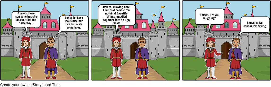Romeo And Juliet - Cartoon (1164x385), Png Download