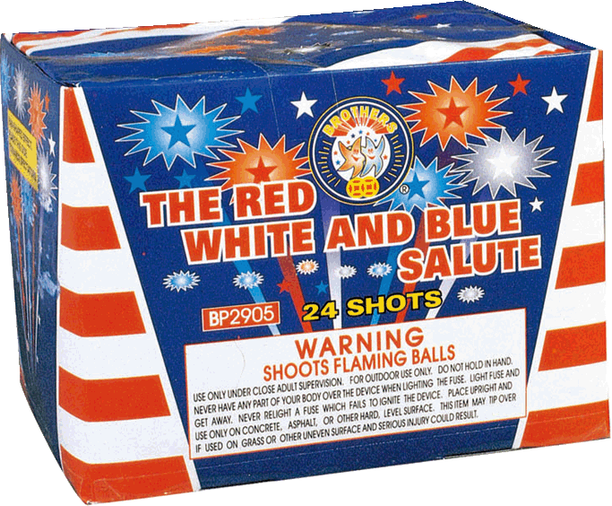 The Red, White & Blue Salute 24 Shots - Brothers Fireworks (683x564), Png Download