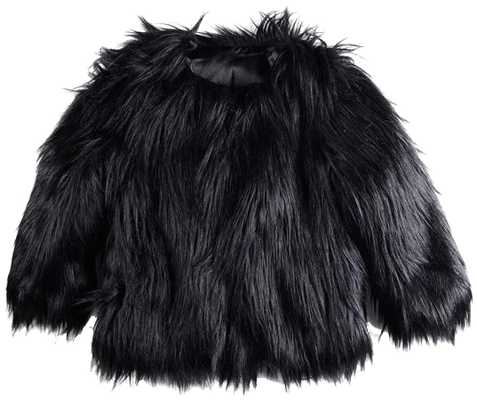 Black Fur Jacket Girls (600x600), Png Download