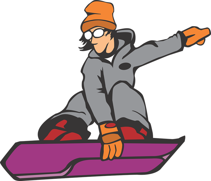 Cartoon, Snowboard, Sport, Winter, Teen, Hat, Flying - Cartoon Snowboarder (840x720), Png Download