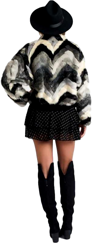 Multi-grey Faux Fur Coat - Miniskirt (600x900), Png Download