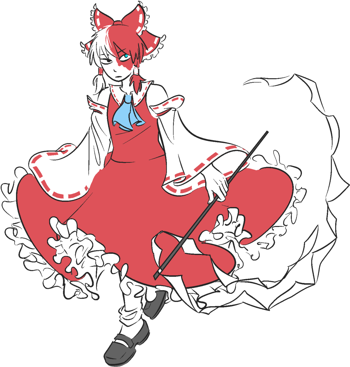 Artworkaccidentally Made A Reimu Out Of Todoroki - Cartoon (1280x1296), Png Download