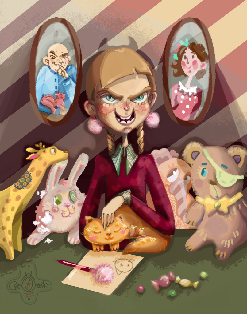 Аngry Girl Candies Dr - Cartoon (1357x1019), Png Download