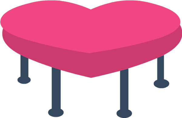 Hearts Valentines Clipart - Pink Table Clipart (600x630), Png Download