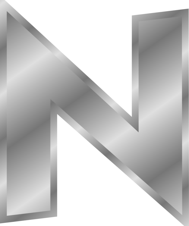 Alphabet Lettering Silver - Letter N In Gold (627x750), Png Download