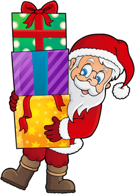 Free Png Transparent Santa With S Png - Clip Art Santa And Presents (481x681), Png Download