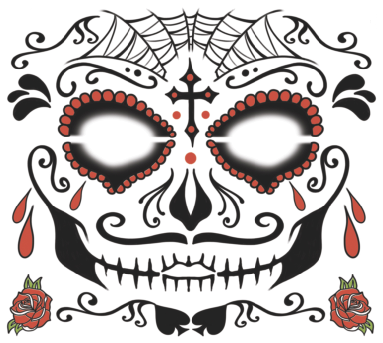 Temporary Tattoo - Dia De Los Muertos Maquillage Homme (800x800), Png Download