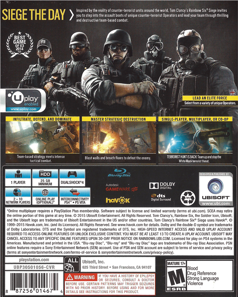 Tom Clancy's Rainbow Six Siege Back - Rainbow Six Siege Region All Cover (1000x1000), Png Download