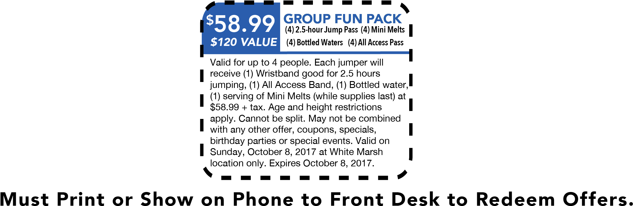 White Marsh Columbus Day 2017 Coupon Template - Urban Air Coupon Mansfield (2317x735), Png Download