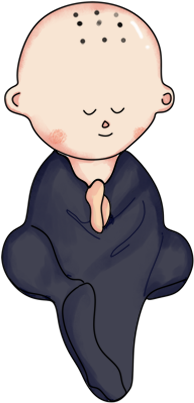 Little Monk Cute Cartoon Hand Drawn Png And Psd - Monk (2000x2000), Png Download