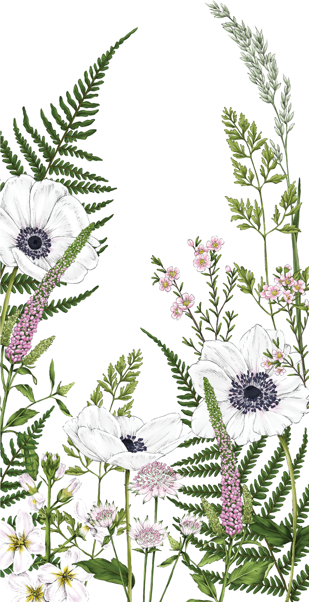 #casetify #art #design #flowers #fern - Watercolor Painting (1000x2000), Png Download