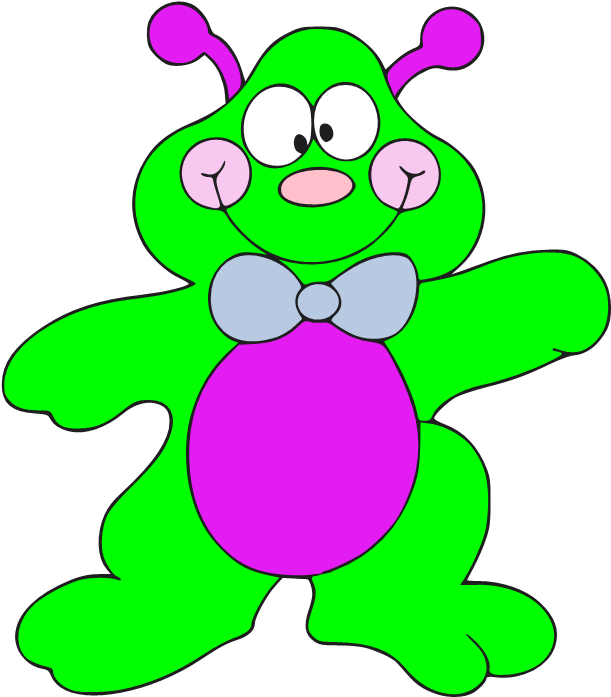 Green Alien - Cartoon (635x733), Png Download