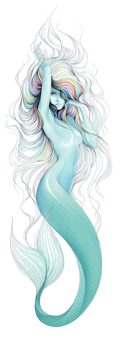Tattoo Artist Finger Moustache Drawing Mermaid Clipart - Desenhos De Sereias Para Tatuagem (510x1439), Png Download