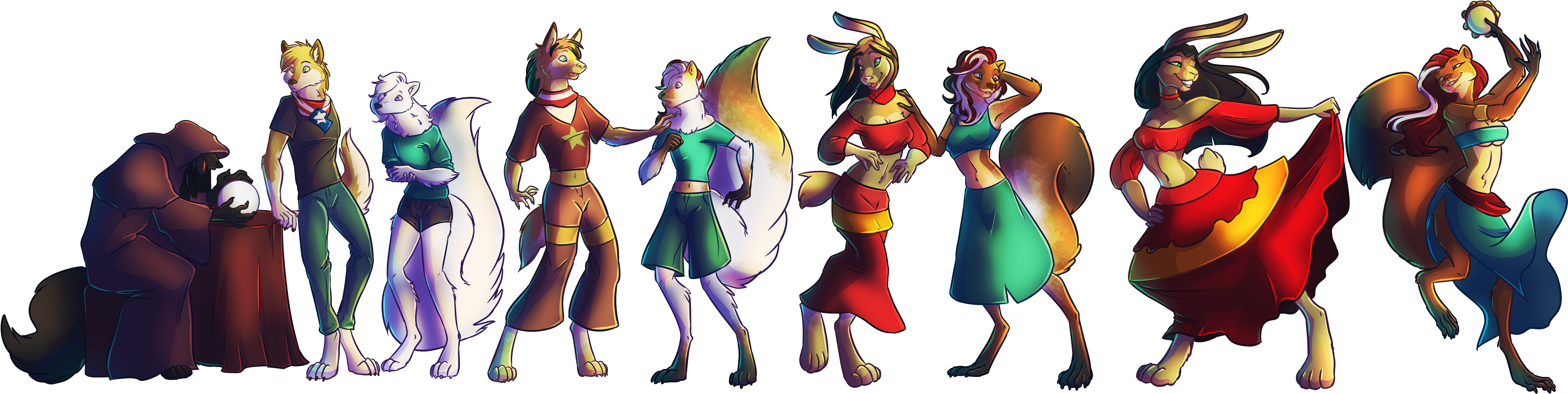 Autumn And Spring - Cartoon (5409x1365), Png Download