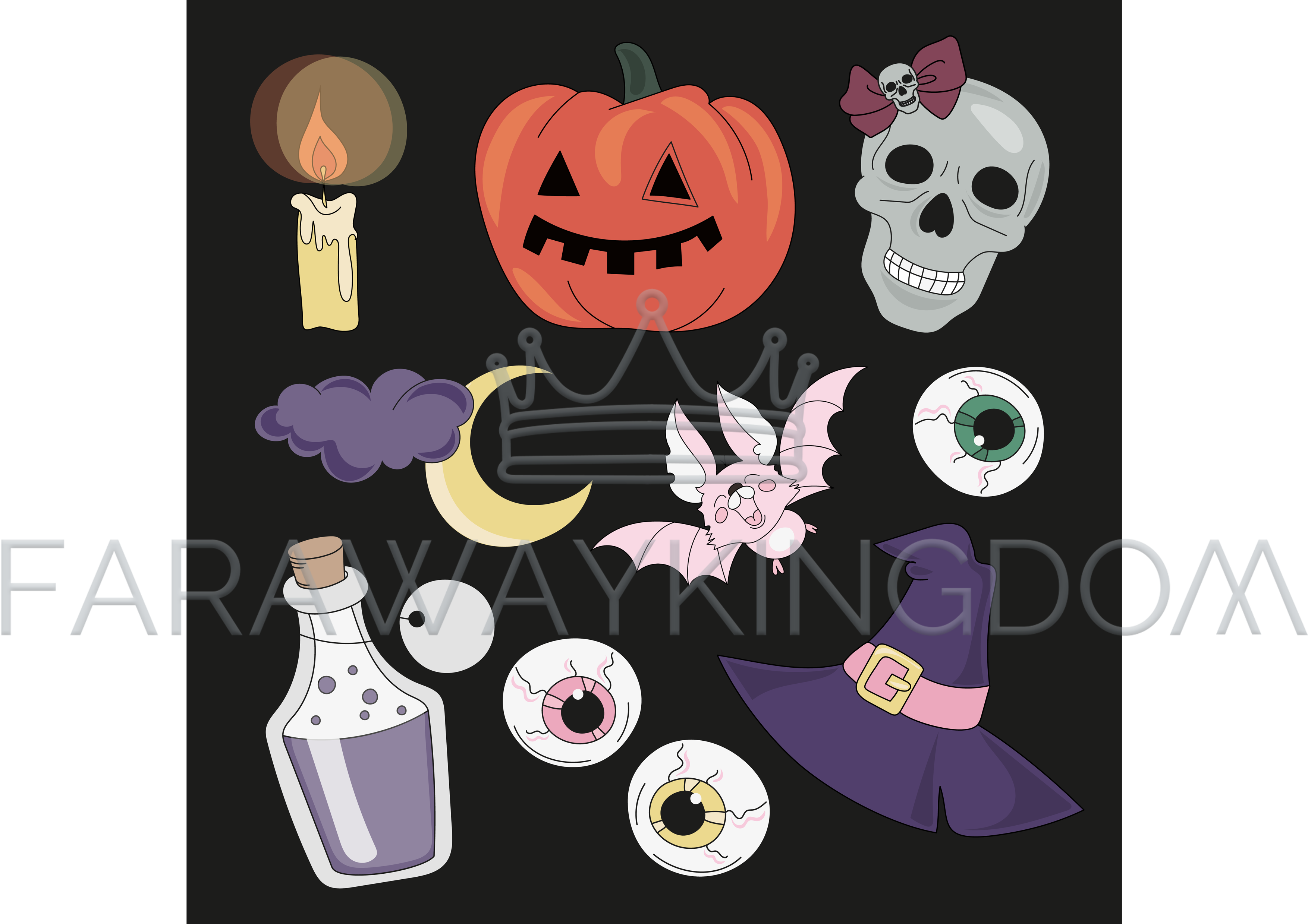 Accessories Halloween Mystic Party Vector Illustration - Illustration (3508x2480), Png Download